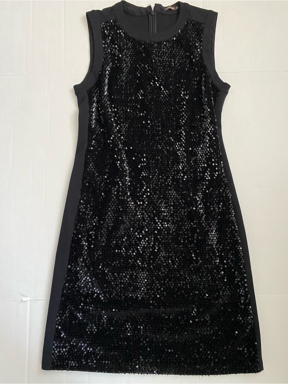 J. McLaughlin Black Sequin Front Shift Dress Sleeveless Cocktail Party Size M